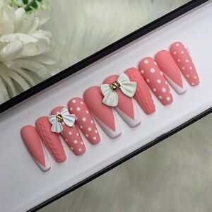 Cute Bow Custom Press On Nails | High Quality Nails | Handmade